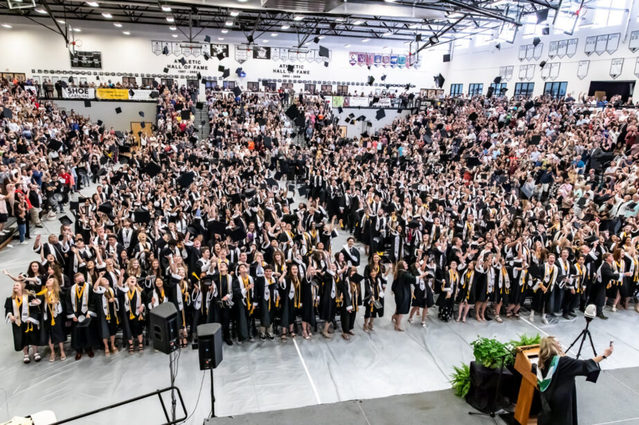 West Ottawa Class of 2022 in their graduation gowns.